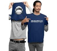 Ask Me About My Astronaut Suit Kids and Adults Unisex Novelty Flip T-Shirt(2XS, Navy,9_11 Years)