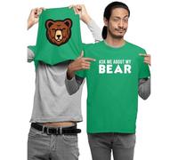 Ask Me About My Bear Kids and Adults Unisex Novelty Flip T-Shirt (2XS, Kelly Green,9_11 Years)
