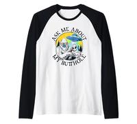 Ask Me About My Butthole | Funny Yeti UFO | Alien Abduction Raglan Baseball Tee