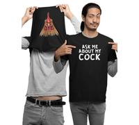 Ask Me About My Cock Kids and Adults Unisex Novelty Flip T-Shirt (Black,XL)