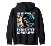 ASK ME ABOUT MY EXPLOSIVE DIARRHEA Evil Skeleton Meme Cringe Zip Hoodie