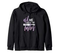Ask Me About My Lashes Beauty Makeup Quote Zip Hoodie