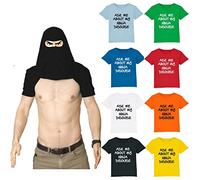 Ask Me About My Ninja Disguise T-Shirt, Funny Fancy Dress Prank Costume Flip Unisex Kids Adults Flip Top (Black, M)