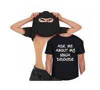 Ask Me About My Ninja Disguise T-Shirt, Funny Fancy Dress Prank Costume Flip Unisex Kids Adults Flip Top (Black, L)