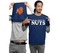 Ask Me About My Nuts Kids and Adults Unisex Novelty Flip T-Shirt(Navy,L)