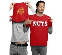 Ask Me About My Nuts Kids and Adults Unisex Novelty Flip T-Shirt(Red,L)