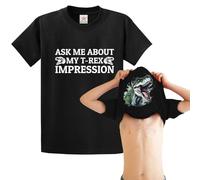 Ask Me About My T-Rex Impression Funny Dinosaur Flip Tee Vintage Unisex Adults T-Shirt(XL, Black)