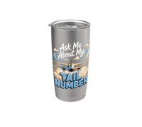 Ask Me About My Tail Number Pilot Aviation Flying Stainless Steel Insulated Tumbler