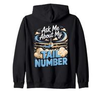 Ask Me About My Tail Number Pilot Aviation Flying Zip Hoodie