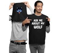 Ask Me About My Wolf Kids and Adults Unisex Novelty Flip T-Shirt(Black,XL)