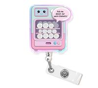 Ask Me About Our Warm Blankets Badge Reel Retractable 1.8 Inches Funny Nurse CNA Nursing Cute Phlebotomy RN Pharmacy NICU Id Badge Holder Acrylic Accessories for Office Medical Worker Teacher Student