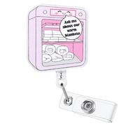 Ask Me About Our Warm Blankets Funny Nurse Badge Reel, Retractable ID Card Medical Badge Holder with Alligator Clip, Badge Buddy for ED MRI CT L&D Pediatric RN CNA PCT Radiologic Technologist OR Nurse