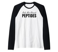 Ask Me About Peptides Stack Fitness Biohacker Science Gym Raglan Baseball Tee