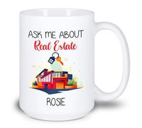 Ask Me About Real Estate Tea Cup Unique Drinking Cup Durable Coffee Mug Fun Gifts Foe Mom Office Valentine's Day 330ml
