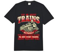 Ask Me About Trains - Trainspotter Model Railway Comfort Colors Adult Heavyweight T-Shirt