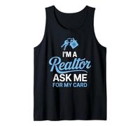 Ask Me My Card Home Real Estate Agent Owner House Realtor Tank Top