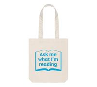 Ask Me What I’m Reading Tote Bag | 100% Natural Canvas | Long handles & Gusset | Eco-Friendly Book Lover Bag with Gusset | Reusable Shoulder Tote for Shopping, School & Library