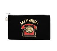 Ask My Manager Portable Canvas Coin Purse Fashion Pencil Case Travel Makeup Bag