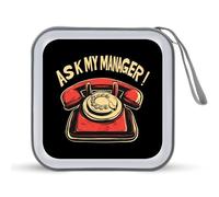 Ask My Manager Portable CD Case Holder 48 Capacity Travel DVD Storage Boxs Wallet Bag