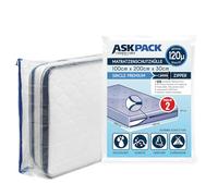 ASK Pack 2 Mattress Bags for Moving and Storage with Zipper - 4.7 Mil Heavy Duty Material - Size XS-XXL, Waterproof Mattress Cover, Tearproof - Reusable Mattress Protector Transport Bags - 100x200 cm
