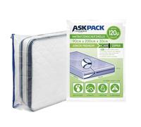 ASK Pack Mattress Bag for Moving and Storage with Zipper - 4.7 Mil Heavy Duty Material - Size XS-XXL, Waterproof Mattress Cover, Tearproof - Reusable Mattress Protector Transport Bags - 90x200 cm