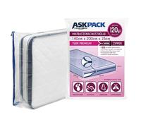 ASK Pack Mattress Bags for Moving and Storage with Zipper - 4.7 Mil Heavy Duty Material - Size XS-XXL, Waterproof Mattress Cover, Tearproof - Reusable Mattress Protector Transport Bags - 140x200 cm