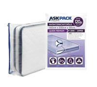 ASK Pack Mattress Bags for Moving and Storage with Zipper - 5.5 Mil Heavy Duty Material - Size XS-XXL, Waterproof Mattress Cover, Tearproof - Reusable Mattress Protector Transport Bags - 160x200 cm