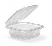 Ask Packaging 100 x 250ml Clear Hinged Takeaway Containers with Lids - Reusable Clamshell Food Boxes - Freezer Safe, Stackable, Catering Grade Packaging for Cakes, Salads, Pasta & Sandwiches