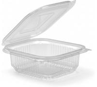 Ask Packaging 500 x 250ml Reusable Clear Food Containers with Lids - Hinged Lid Takeaway Containers, Re-usable, BPA-Free, Freezer Safe, Stackable - Brownies, Cake Slices & Dessert Portions