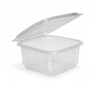 Ask Packaging 500 x 500ml Clear Hinged Takeaway Containers with Lids - Reusable Clamshell Food Boxes - Freezer Safe, Stackable, Catering Grade Packaging for Cakes, Salads, Pasta & Sandwiches