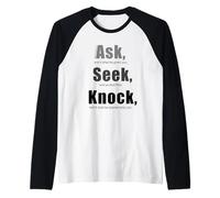 Ask... Seek... Knock... Matthew 7:7 Christian Bible Promise Raglan Baseball Tee