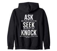 Ask Seek Knock Matthew 7:7 Christian Bible Verse Zip Hoodie