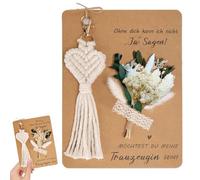 Ask To Be My Maid Gift Kit - Personalised Card, Dried Flower Bouquet and Macrame Braided Keyring