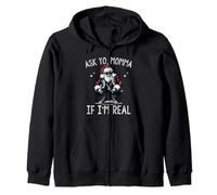 Ask Yo Momma If I'm Real Funny African American Santa Black Zip Hoodie