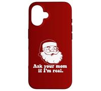 ASK YOUR MOM IF I'M REAL Retro Santa Claus Christmas Meme Case for iPhone 16