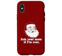 ASK YOUR MOM IF I'M REAL Retro Santa Claus Christmas Meme Case for iPhone X/XS