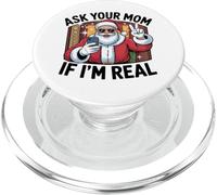 Ask Your Mom If I'm Real Santa Graphic Tee for Adults PopSockets PopGrip for MagSafe