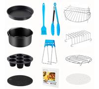 ASKERZ Air Fryer Accessories, Deluxe 8 Inch Set, 12 pcs, Suitable for Ninja, Salter, Cosori, Tower, Philips, Tefal, Dishwasher Safe Nonstick