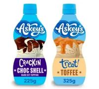 Askey's Crackin Choc Shell Hard Set Topping and Treat Toffee Sauce, 225g & 325g, Ice Cream Topping