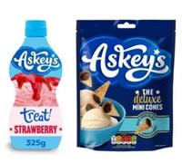 Askey's Strawberry Treat Sauce and Deluxe Mini Cones Bundle