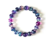 ASKFNASDKMFN 10MM Rainbow Fluorite Bracelet for Women Men | Fits for About 7.5" Wrist | Natural Third Eye Chakra Crystal | Crystal of Peace & Protection | Meditation | Feng Shui | Spritual choice