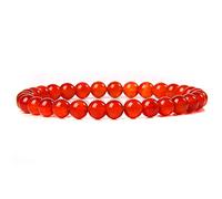 ASKFNASDKMFN 6mm Natural Crystal Bracelet for Women,Red Agate Gemstone Beaded Bracelet Stretchy Chakra Red Gems Stones Healing Crystal Energy Quartz Jewelry