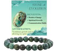 ASKFNASDKMFN African Turquoise - Evolution - 8mm Beaded Bracelets for Women Semi Precious Natural Stone Stretch Elastic Jewelry Yoga Protection Gifts