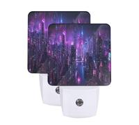 ASKFNASDKMFN Cyberpunk City Smart Light-Sensing LED Night Lights Set of 2, Safe Navigation for Dark Hallways & Staircases