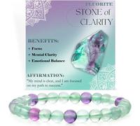 ASKFNASDKMFN Fluorite - Clarity - 6mm Beaded Bracelets for Women Semi Precious Natural Stone Stretch Elastic Jewelry Yoga Protection Gifts