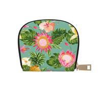 ASKFNASDKMFN Tropical Flowers Background Leather Bag Amusement Park Goers - Fast Pass and Payment Cards 9X11CM