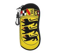 ASKhgg Baden-Württemberg Flag Print Sunglasses Soft Case, Ultra Light Neoprene Zipper Eyeglass Case With Carabiner, For Men Women