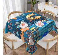 ASKhgg Blue underwater world of fish Print Square Tablecloth, Beautiful Table Cloth, 54"x54" Table Cover Decor for Holiday Home Party Wedding