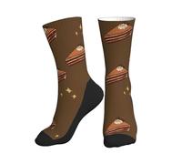 ASKhgg Crew Socks for Women Men, Breathable Comfortable Chocolate Squares Cake Print Athletic Mid-Calf Socks, for Running Hiking