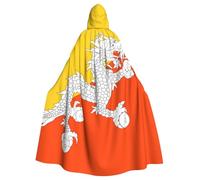 ASKhgg Hooded Cape Cloak for Unisex, Flag of the Kingdom of Bhutan print Halloween Wizard Robe,for Party Carnival Christmas Theme Events